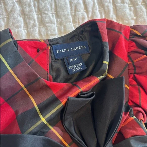 Ralph Lauren Holiday Christmas Dress Red Black Plaid 3T Party Dress - Picture 5 of 14